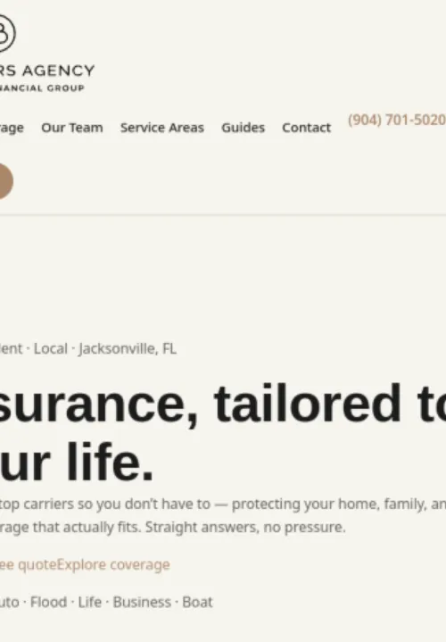 The Bowers Agency website on tablet